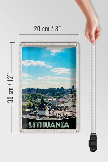 Panneau en étain voyage 20x30cm, vue sur la visite de la ville de vacances en Lituanie 4
