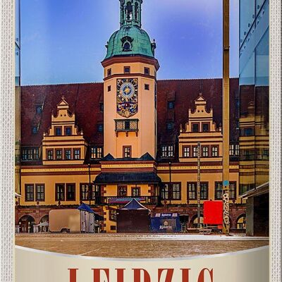 Cartel de chapa de viaje, 20x30cm, Leipzig, Alemania, arquitectura de la iglesia