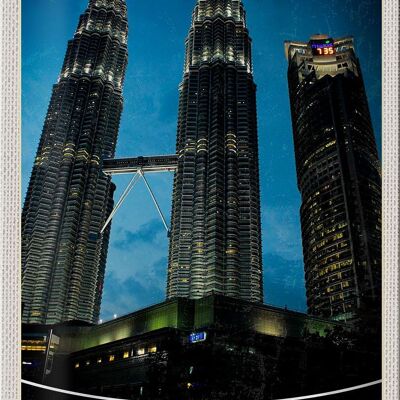 Cartel de chapa de viaje, 20x30cm, rascacielos de Kuala Lumpur, Malasia