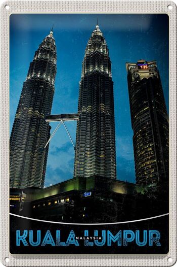 Panneau de voyage en étain, 20x30cm, gratte-ciel de Kuala Lumpur, malaisie 1