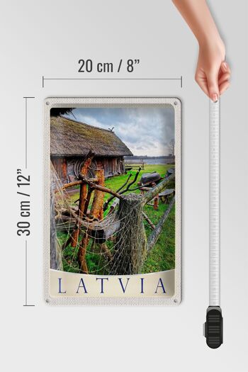 Panneau en étain voyage 20x30cm, Lettonie, chalet naturel, vacances en Europe 4