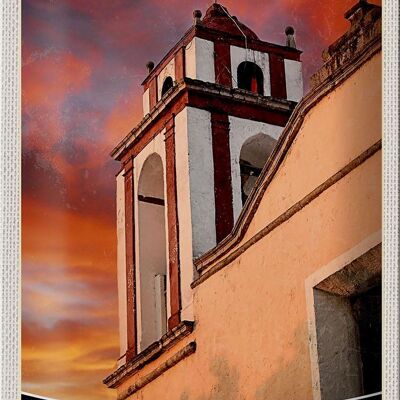 Cartel de chapa de viaje, 20x30cm, México, América, EE. UU., Iglesia de la Edad Media