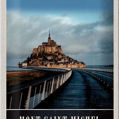 Cartel de chapa de viaje 20x30cm Castillo de Mont Saint Michel Francia