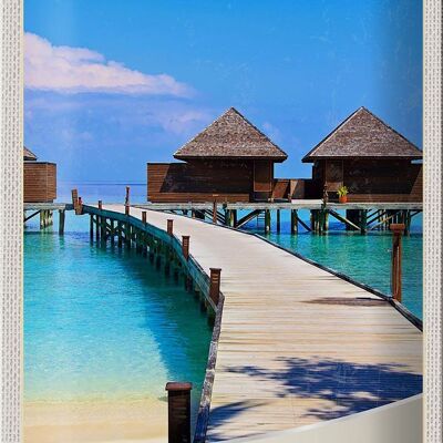 Targa in metallo da viaggio 20x30 cm Maldive Isola Vacanza Mare