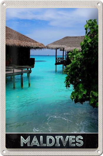 Signe en étain voyage 20x30cm, île des Maldives, soleil de mer 1