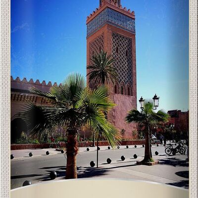 Cartel de chapa de viaje 20x30cm Marrakech Marruecos cultura mezquita