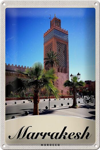 Signe en étain voyage 20x30cm, mosquée de la Culture de marrakech, maroc 1
