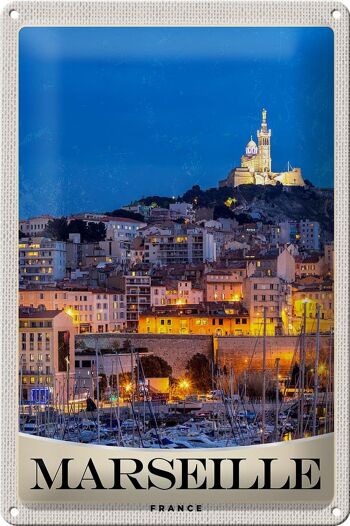 Signe en étain voyage 20x30cm Marseille France nuit d'église 1