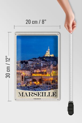 Signe en étain voyage 20x30cm Marseille France nuit d'église 4