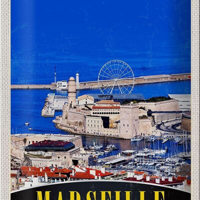 Blechschild Reise 20x30cm Marseille Frankreich Stadt Riesenrad