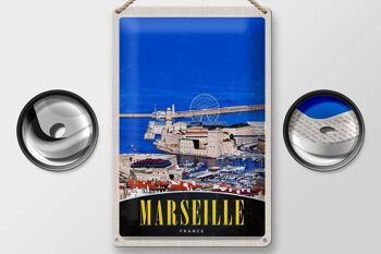 Panneau en étain voyage 20x30cm, grande roue de la ville de Marseille France 2