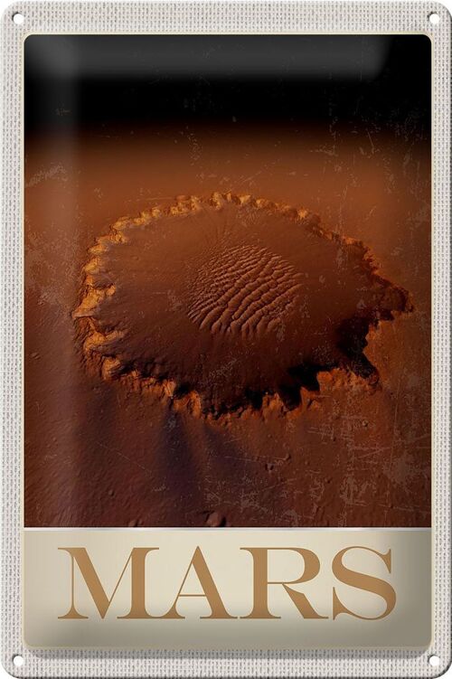 Blechschild Reise 20x30cm Mars Weltraum Abdruck roter Planet