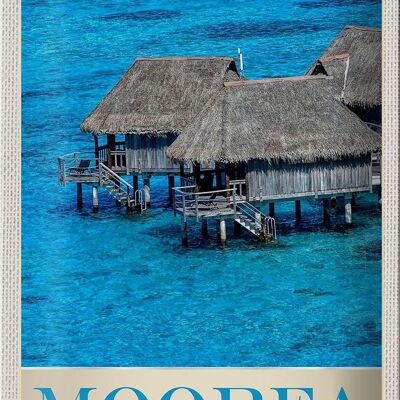 Panneau en étain voyage 20x30cm, île de Moorea, plage de vacances du pacifique sud