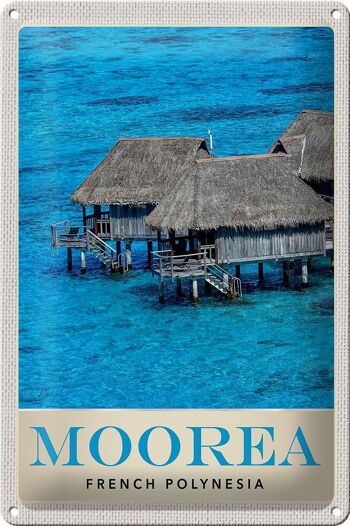 Panneau en étain voyage 20x30cm, île de Moorea, plage de vacances du pacifique sud 1