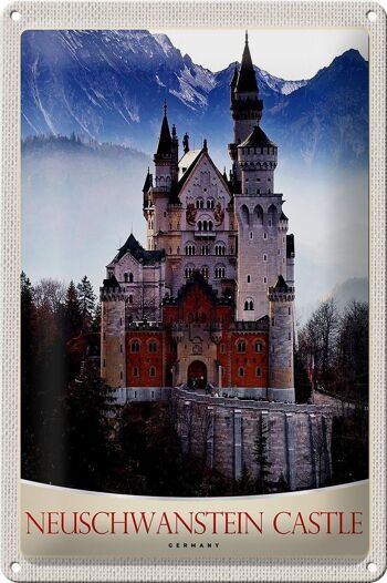 Plaque en tôle voyage 20x30cm Château de Neuschwanstein Allemagne 1