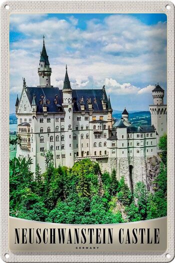 Plaque en tôle voyage 20x30cm Architecture du château de Neuschwanstein 1