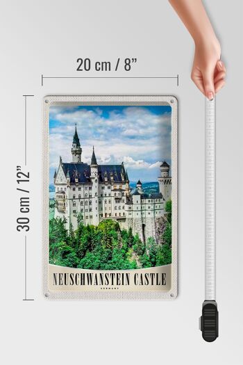 Plaque en tôle voyage 20x30cm Architecture du château de Neuschwanstein 4