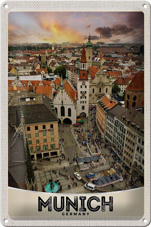 Blechschild Reise 20x30cm Aussblick auf München Deutschland