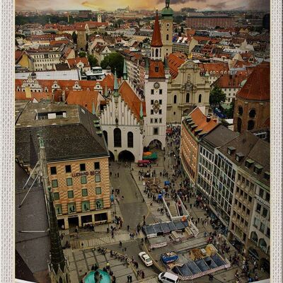 Cartel de chapa viaje 20x30cm vista de Munich Alemania