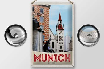 Panneau en étain voyage 20x30cm, vue de Munich, Architecture ville 2