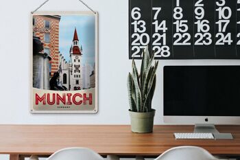 Panneau en étain voyage 20x30cm, vue de Munich, Architecture ville 3
