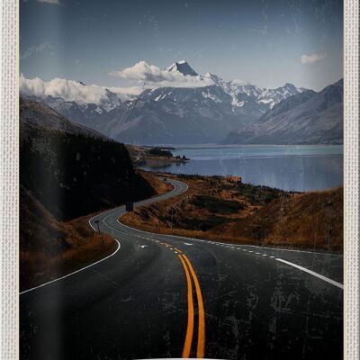 Cartel de chapa de viaje, 20x30cm, Nueva Zelanda, Sea Road, naturaleza, vacaciones