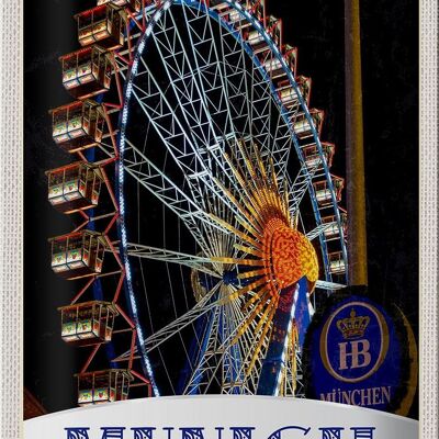 Plaque en tôle voyage 20x30cm Munich Oktoberfest grande roue foire