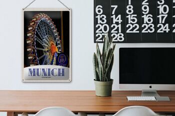 Plaque en tôle voyage 20x30cm Munich Oktoberfest grande roue foire 3
