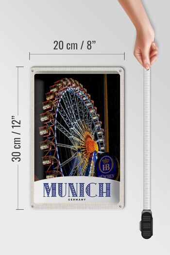 Plaque en tôle voyage 20x30cm Munich Oktoberfest grande roue foire 4