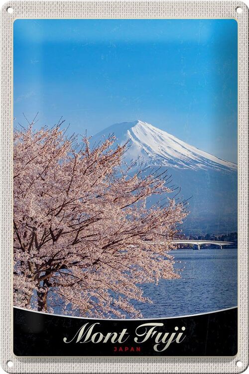 Blechschild Reise 20x30cm Mont Fuji Japan Asien Gebirge Baum