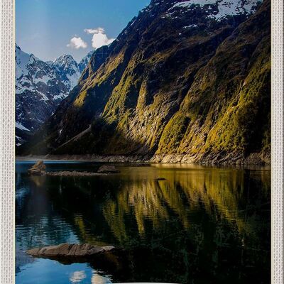 Cartel de chapa de viaje, 20x30cm, Nueva Zelanda, mar, montañas, naturaleza, vacaciones