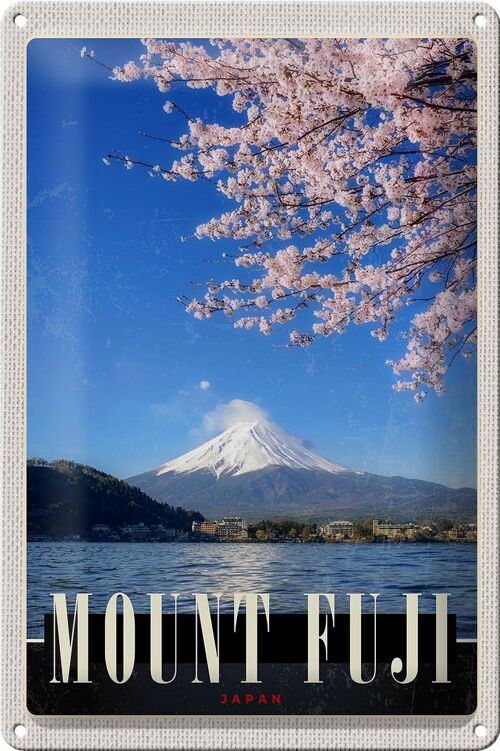 Blechschild Reise 20x30cm Mont Fuji Japan Asien Meer Natur