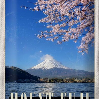 Cartel de chapa Travel 20x30cm Mont Fuji Japón Asia Mar Naturaleza