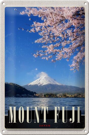 Signe en étain voyage 20x30cm Mont Fuji Japon Asie Mer Nature 1