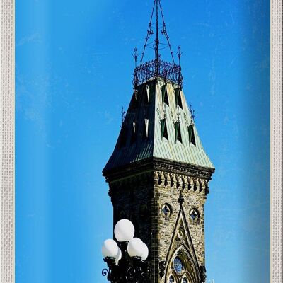Cartel de chapa de viaje, 20x30cm, Ottawa, Canadá, Europa, arquitectura de la iglesia