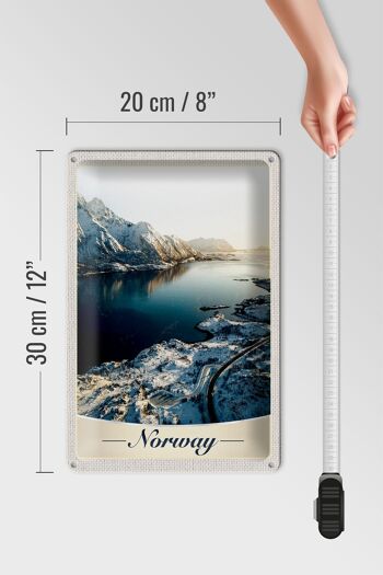 Panneau en étain voyage 20x30cm, Norvège, hiver, neige, vacances en mer 4