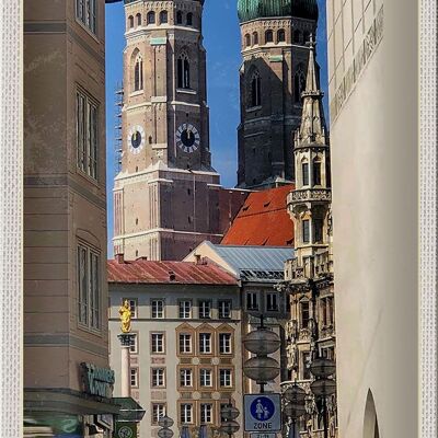 Cartel de chapa de viaje 20x30cm Arquitectura medieval de la ciudad de Múnich