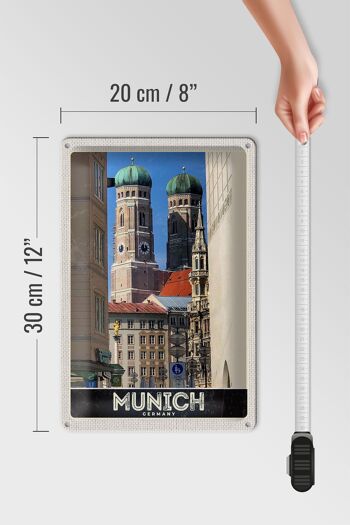 Panneau en étain voyage 20x30cm, ville de Munich, Architecture médiévale 4