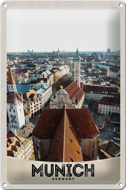 Blechschild Reise 20x30cm München Altstadt Deutschland Kirche