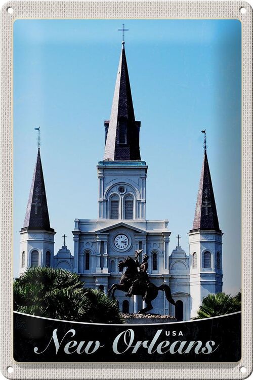 Blechschild Reise 20x30cm New Orleans USA Amerika Kirche Urlaub