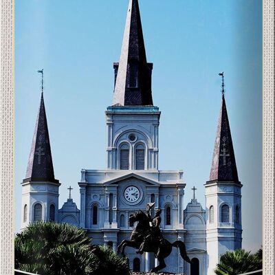Cartel de chapa de viaje, 20x30cm, Nueva Orleans, EE. UU., América, iglesia, vacaciones
