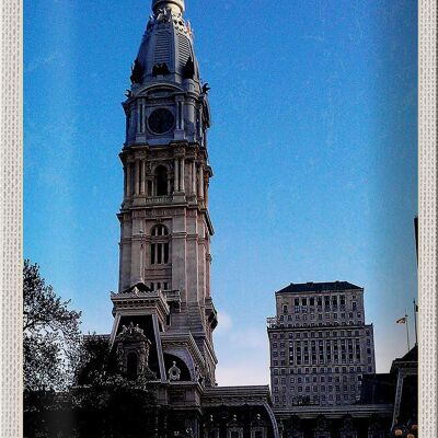 Cartel de chapa Viaje 20x30cm Filadelfia EE.UU. América Arquitectura