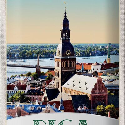 Targa in metallo da viaggio 20x30 cm Riga Lettonia Chiesa Architettura