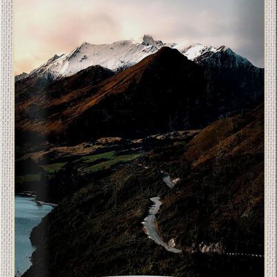 Cartel de chapa de viaje, 20x30cm, Nueva Zelanda, montañas, isla, ciudad, calle