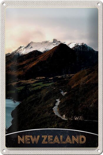 Panneau de voyage en étain, 20x30cm, montagnes de nouvelle-zélande, île, ville, rue 1