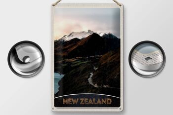 Panneau de voyage en étain, 20x30cm, montagnes de nouvelle-zélande, île, ville, rue 2