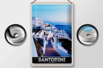 Panneau en étain voyage 20x30cm île de Santorin maisons blanches vacances 2