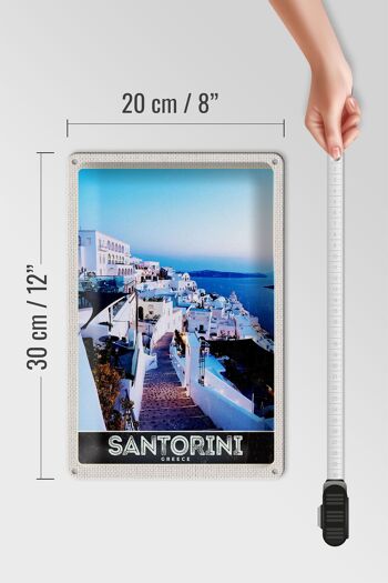 Panneau en étain voyage 20x30cm île de Santorin maisons blanches vacances 4