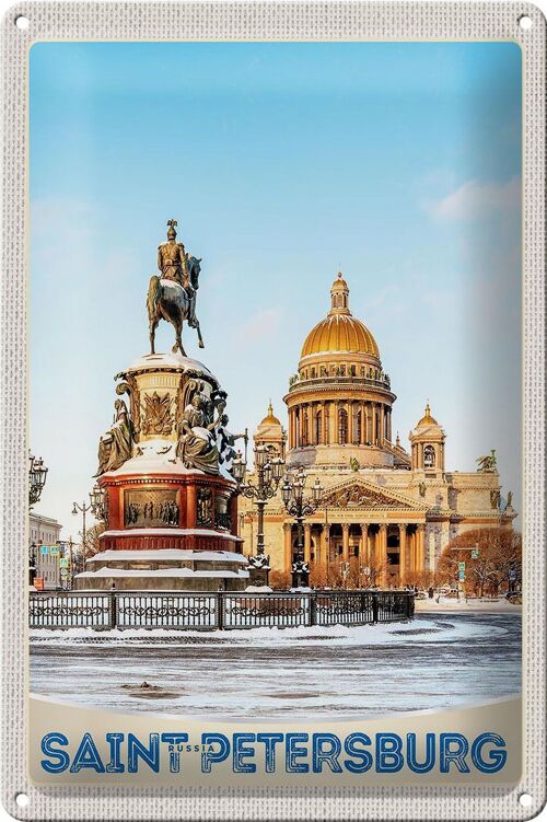 Blechschild Reise 20x30cm Saint Petersburg Russland Skulptur