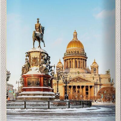 Cartel de chapa de viaje, escultura de San Petersburgo, Rusia, 20x30cm